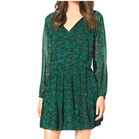 Michael Kors Printed Peacock Long Sleeve dress same print as Kate middleton - Picture 3 of 4